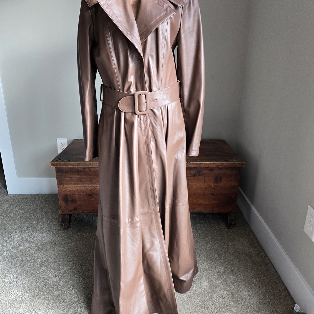8 by Yoox Chocolate Brown Leather Trench Coat